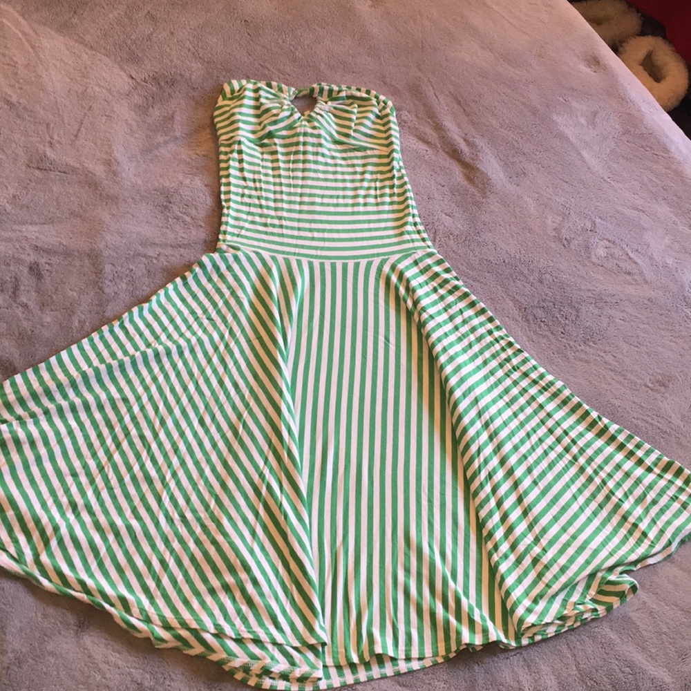 Strapless dress green/white